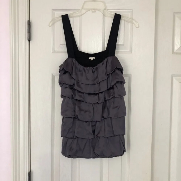 J. Crew Tops - J. CREW -  Women’s SILK Blouse Tank Ruffle‎ Top Sz Medium Elastic Straps …